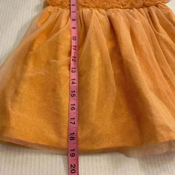 Toddler Tulle Peach Orange Shimmer Rosette Layered Pretty Party Dress NEW  2T - Picture 10 of 13